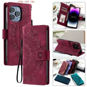 Embossing Leather Flip Wallet Protective Phone Case Protector for IPhone 17 Air 16E 16 Pro Max 15 Plus 14 13 12 11 XS Card Slots Cover Hoesje