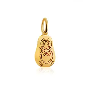 Russian Matryoshka Doll Charm, Solid Gold Mini