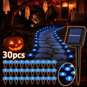 30PCS Solar Blue LED Pathway Stake Lights - 8 Lighting Modes, Waterproof, Auto Dusk-to-Dawn, Easy-Install Outdoor Decor for Garden Walkway, All-Weather Energy-Saving Patio Driveway Halloween Accents