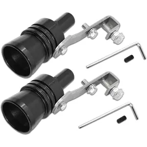 New Upgrade 2Pcs Car Turbo Whistle, XL Size Aluminum Alloy Universal Turbo Sound Exhaust Muffler Pipe Whistle Car Roar Maker (Black)