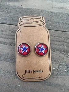 Red and Blue Star Stud Earrings Red and Blue Star Stud Earrings