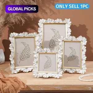 Resin Material Daisy Flower Photo Frame, Square Picture Display Stand, Home Desktop Decorative Frame, Versatile Use, Home Decor Accessory, Home Decoration #GLOBAL PICKS