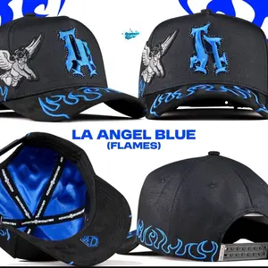 L-A Ángel Angel Blue Flames Snapback Hat with Blue Flames Design and Adjustable Back