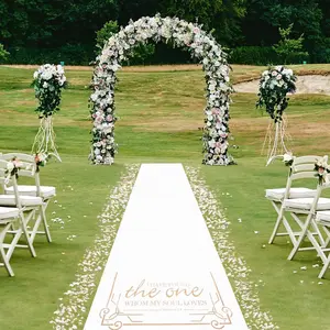 Thickened White Aisle Runner for Indoor Outdoor Wedding Church Decorations, Also Suitable for Halloween Parties, Gold, 4x50Feet