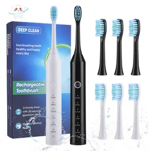 Electric Toothbrush,  With 4 Replacement Brush Heads 6 Modes Rechargeable Toothbrush, Waterproof Design Teeth Cleaning