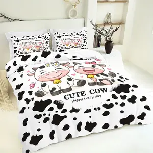Cute Cow Print Bedding Set, Soft Comfortable Sheet Set with Pillowcases, No Core Design, Ideal for Boys Girls Bedroom School Use, Bedsheet Sets