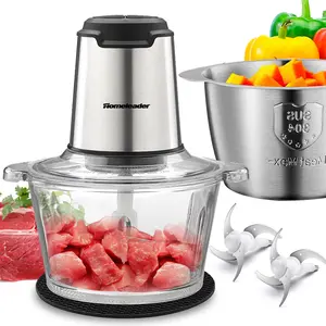 Food Processor, Meat Grinder with two Bowl 8 Cup,2L Electric Food Chopper with 4 Large Sharp Blades for Meat, Fruits, Vegetables, Baby Food, Nuts