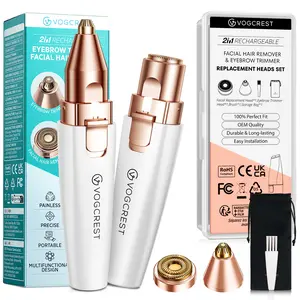 VG VOGCREST Facial Hair Removal for Women: Electric Eyebrow Trimmer & Hair Removal Device - 2 in 1 Rechargeable Face Shaver Painless Eyebrow Shaper for Upper Lip Chin Peach Fuzz brow