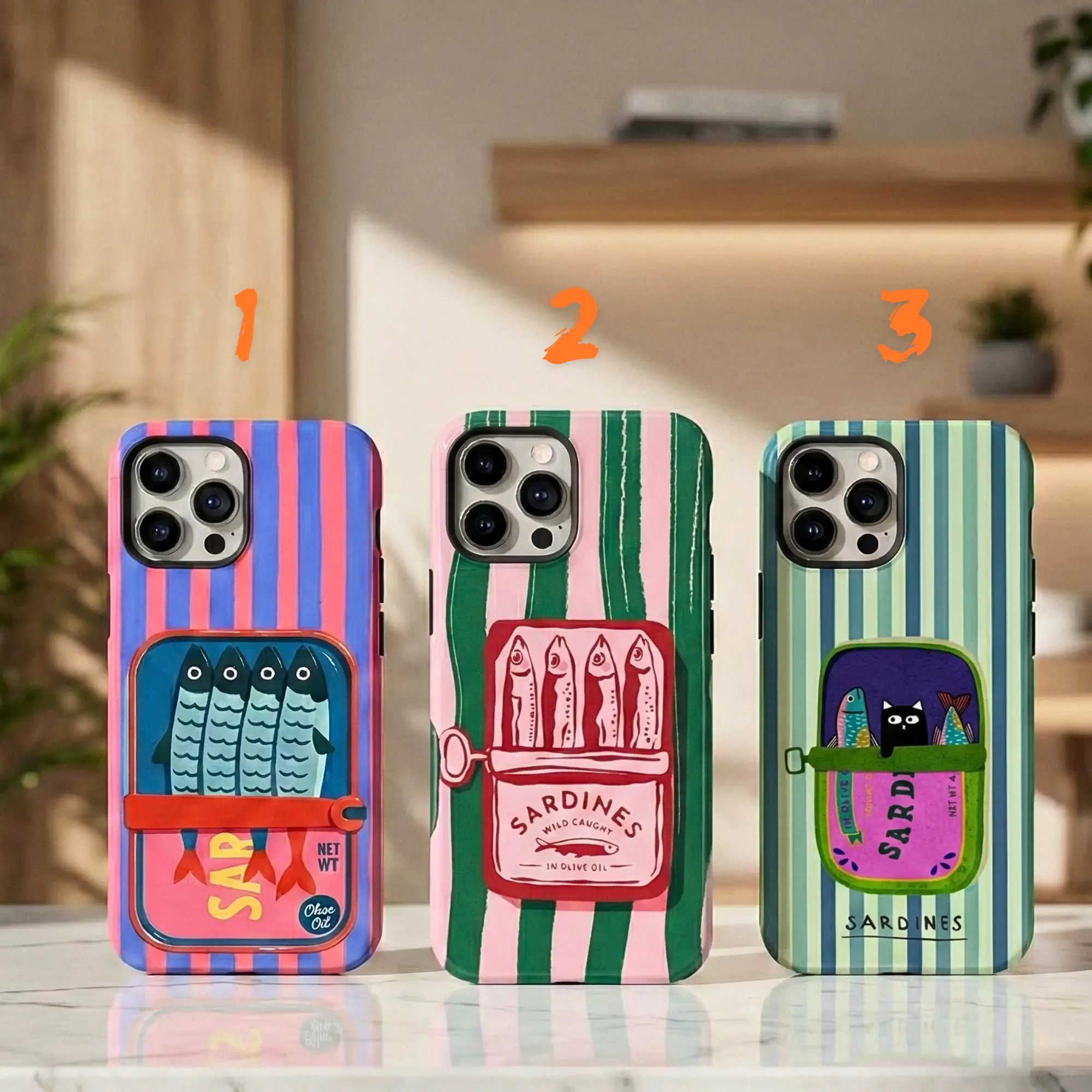 Trendy Sardine Tin & Canned Fish Art MagSafe Cellphone Case - Wireless, Lightweight, Shockproof Dual Layer Polycarbonate Tough Shell, Retro Foodie Protection Accessory, Multi-Model Fit for iPhone 17-11 Pro Max Plus, Galaxy S26-S22 Ultra, Tpu
