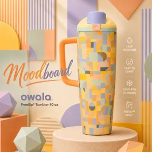 Owala 40oz Tumbler FreeSip Moodboard Edition Insulated Leak Proof Stainless Steel Travel Cup Stylish Daily Hydration