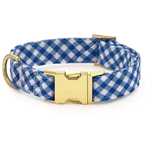 The Foggy Dog Collar - Lake Blue Gingham