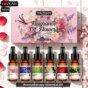 6x10ml Fresh Floral-Fruity Essential Oil Set, Aromatherapy Oils, For Humidifiers, Diffusers, Scented Candle Making. The Ideal Valentine's day Gift, car air freshener. Suitable for gathering, restaurant, stocking stuffers, holiday gift