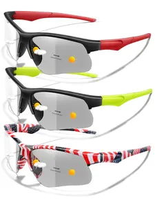 Three-Piece Set Photochromic Sports Sunglasses, Unisex Windproof Wraparound Frame + UV Lens, Ideal for Cycling, Hiking, Outdoor Activities