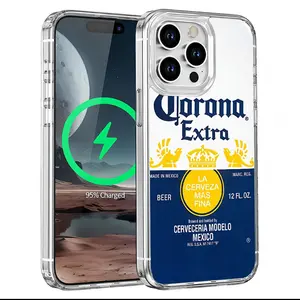 Corona Extra Mexico Alcohol Drinking Pattern Aesthetic Acrylic Casing For iphone 16 15 14 13 12 11 X XS PRO PLUS MAX Fashionable Magnetic MagSafe Transparent Touch TPU PC Gift Shockproof Full Protection High-quality Anti-Drop Phone Cases Shell Cover