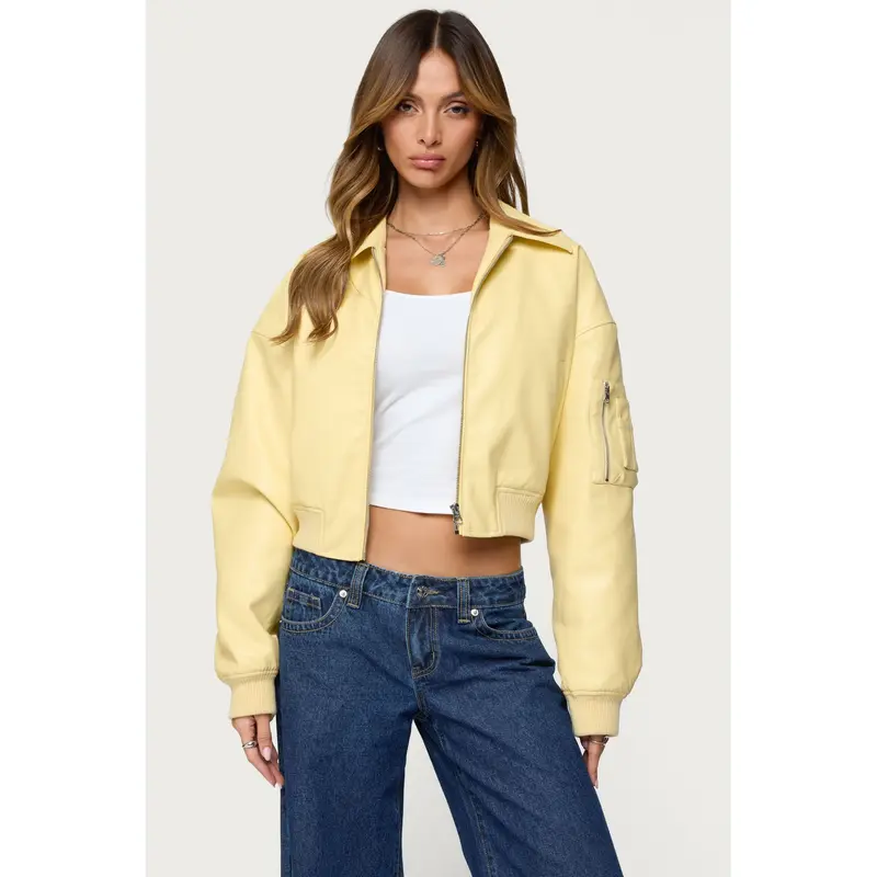 khy cropped leather jacket - TikTok Shop