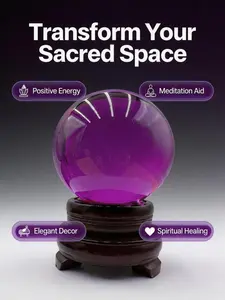 Purple Crystal Ball for Feng Shui & Meditation | Premium Spiritual Decor for Positive Energy | Crystal Ball for Reiki Practice, Altar & Sacred Space Decoration Home Ornaments