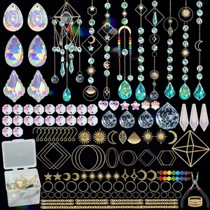 Suncatcher Making Kits 400 count  Sun Catchers Making Supplies Kit for Adults with Chain Hanging Prism for Window Indoor Outdoor Garden Wedding Party  Decor
