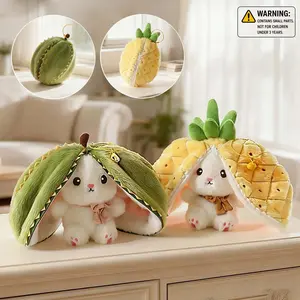 15cm/5.9in Adorable Deformable Bunny Plush Toy Soft Stuffed | Fruit Bunny Keychain, Pineapple Durian Persimmon Strawberry Fluffy Rabbit Pendant, Cute Soft Backpack Accessories, Kawaii Soothing Doll Charm, Ideal Gift for Birthday, Holiday & Daily Wear