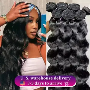 24 Inch Body Wave Human Hair Bundles 100% Brazilian Raw Human Hair 1 3 4 Bundles For Women 16A Thick Bundles Weft Natural Black