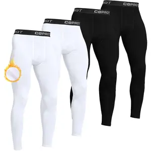 Men's Thermal Compression Pants, Fleece Lined Athletic Tight Cold Weather Sports Leggings Winter Base Layer Bottoms