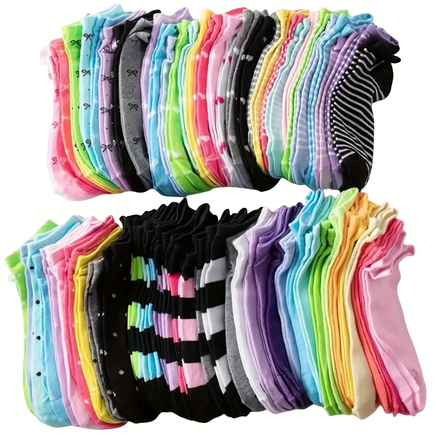 funyh 20pairs Random Color Teenager's Fashion Cute Pattern Low-cut Socks, Comfy & Breathable Soft & Elastic Thin Socks For Spring And Summer