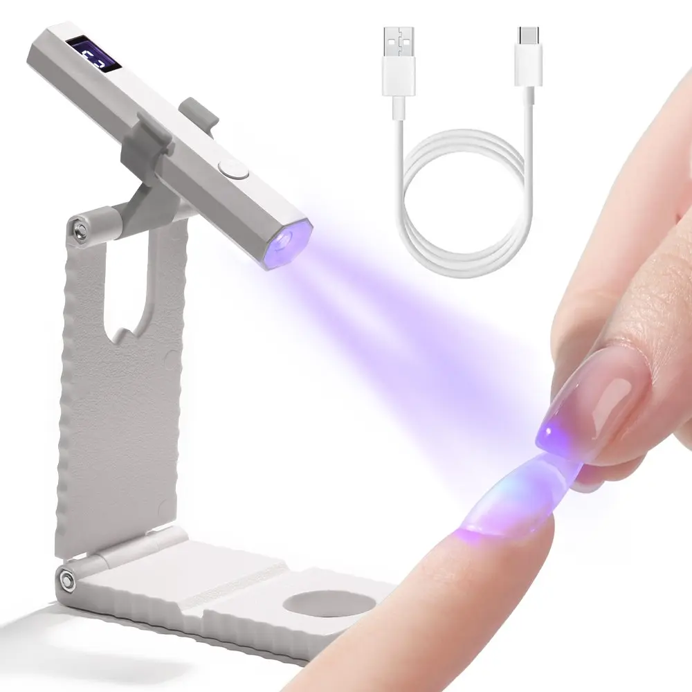 Portable ultraviolet lamp, Manicure, nail gel curing lamp, Led nail light, Uv cure lamp, 2-speed timer, LED display, adjustable stand, rechargeable cordless mini LED nail lamp, suitable for drying various nail gel, salons and home use