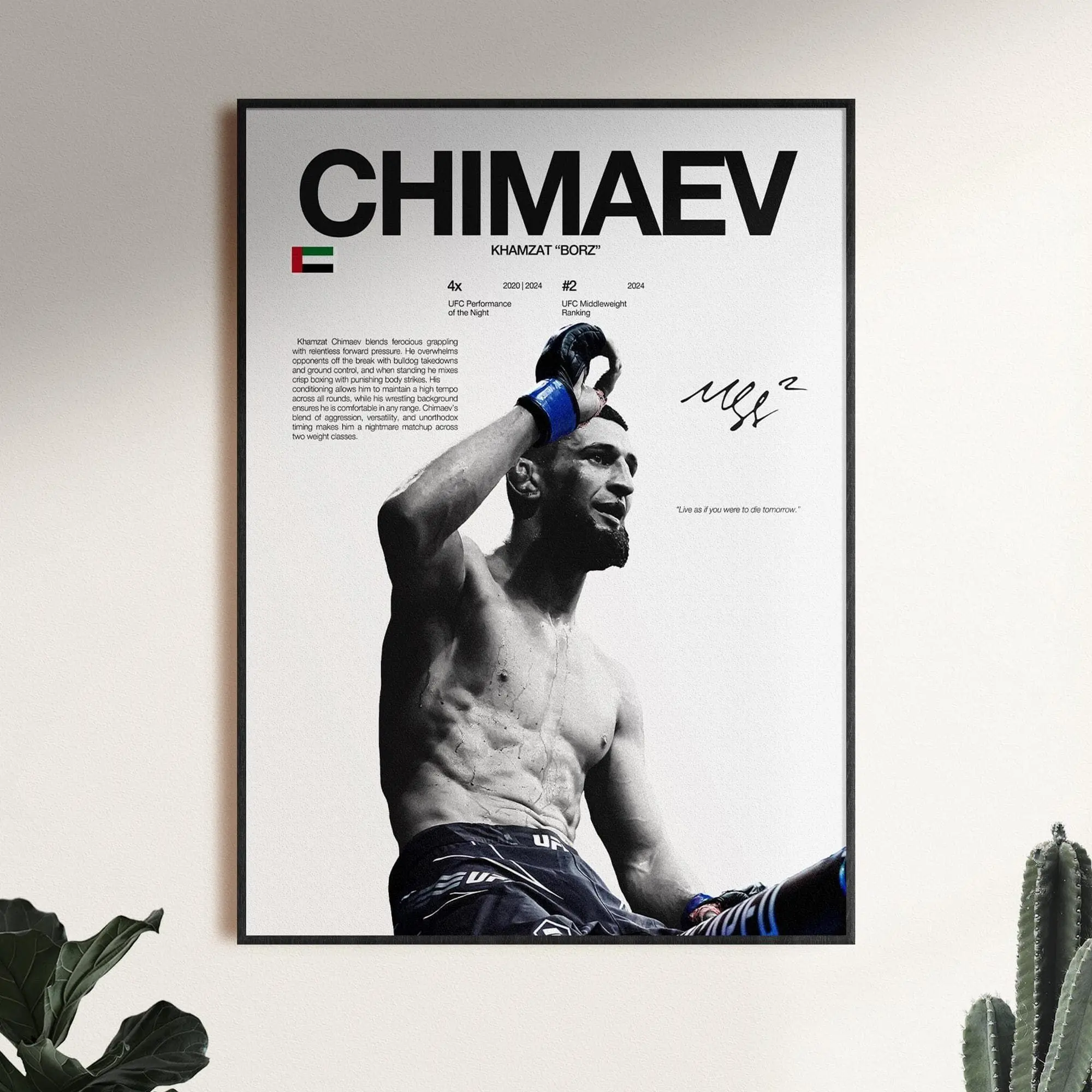Khamzat Chimaev Poster, UFC Wall Print, Fighter Poster, UFC Fan Room Decor, Gift for Him( Unframed - Print Only )