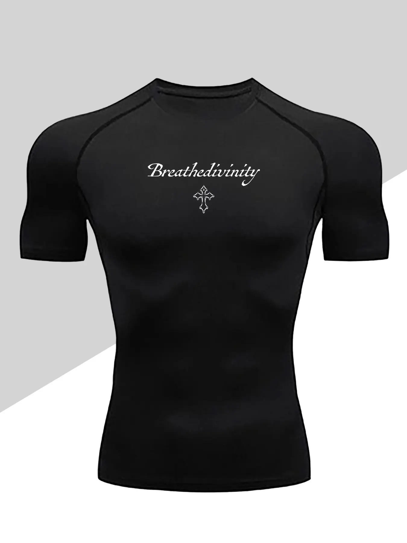 Men's Dragon Print Compression T-Shirt, Activewear Workout Rash Guard, Quick-Dry Breathable Stretch Fabric, Tight-Fitting Short Sleeve Top for Fitness and Outdoor Activities