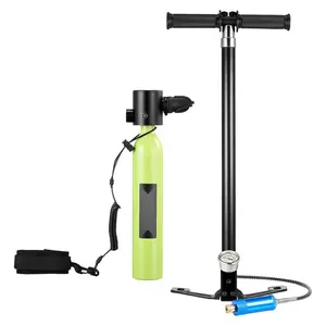 Mini Scuba Tank 0.5L Portable Diving Tank for Underwater Breathing Reusable Lung Diving Cylinder Up to 10 Minutes Dive Time Emergency Rescue Pony Bottle with Pump Bag Lanyard and Snorkeling Accessories