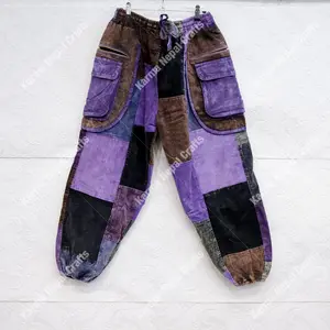 Patchwork Corduroy Baggy Pants, Hippie Harem Pants, Unisex Fall Winter Trousers, Men Women  Multi Pocket Handmade Boho Warm Pants, XS to 3XL, Earth Tone Trousers, Free Spirit Style, Gothic Patch Fashion, Cuffed Trouser