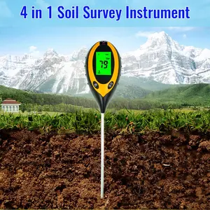 Electronic Digital Soil Tester, Temperature Humidity Ph Sunlight Intensity 4-In-1, Garden Farm Outdoor Plant Growth Soil Detector, Soil Test Meter