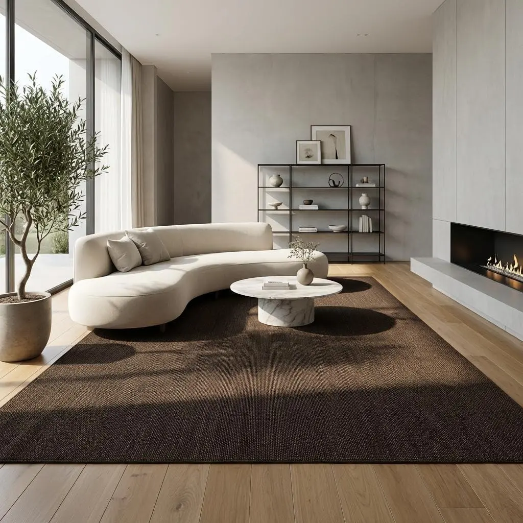 Reddish Brown Indoor Area Rug - Non-Slip, Modern Neutral, Machine Washable, Stain-Resistant, Foldable, Large Soft Cozy Decorative Home Decor Rug for Living Room, Bedroom, Farmhouse, Cozy Area Rug