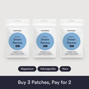 3 Packs of Kind Patches Dream Patches Nano, 90 Magnesium & Ashwagandha Patches, Support Quality Rest, 8 Hour Effect, Magnesium L-Threonate, Ashwagandha, 3 Months Supply
