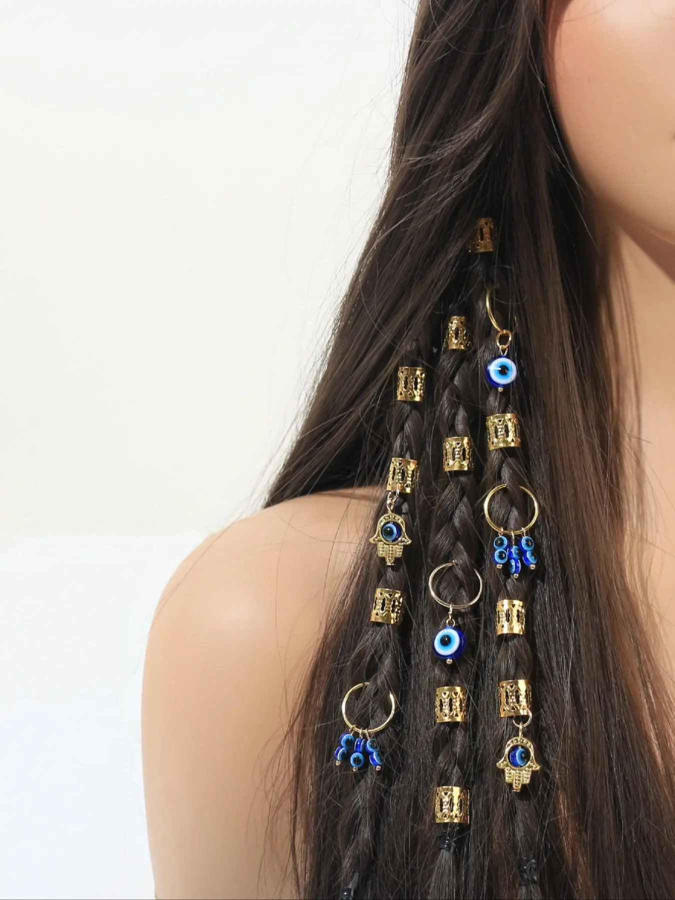 Gothic Style Devil's Eye Shape Design Pendant Dreadlock Braid Hair Rings, Fashionable Hair Accessories for Women & Girls, Trendy All-match & Exquisite Hair Jewelry for Daily Hairstyle Decoration