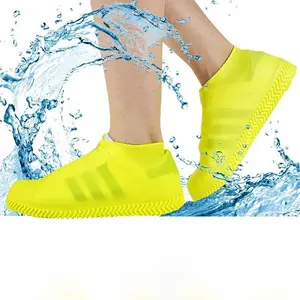 Silicone Shoe Covers Waterproof Outdoor Rainproof Rainy Days Thickened Rainproof Thick Non-Slip Wear-Resistant Portable Silicone Boot Socks Unisex