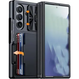 Compatible with Z Flip 7/Z Flip 6/Z Flip 5/Z Flip 3 PU leather and matte PC shockproof case, with built-in screen protector and hinge protection for the phone case-HN617