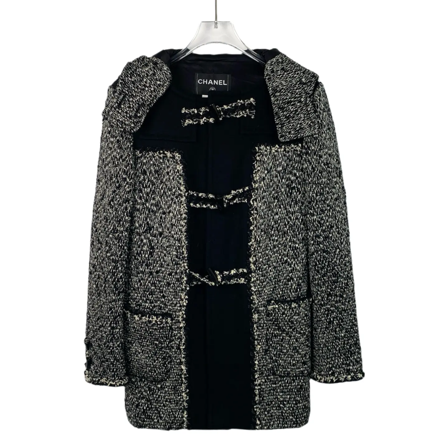 RDLT— Chanel Black Wool Duffle Coat Size 34
