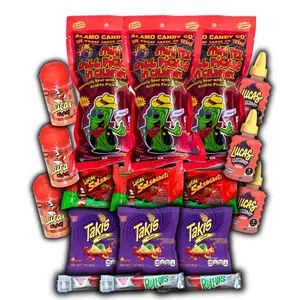 Triple Chamoy Pickle Mini Kit Snack Gift With Takis, Lucas candy, Pickle, Swinkles and Fruit Rolls Ups Spicy Spice Food Intant