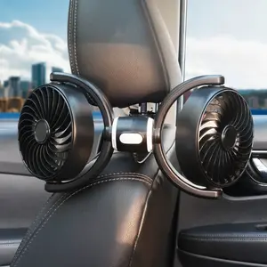 Car Fan Dual Head Ventilation, Adjustable Speed and Multi-Angle Rotation, Powerful Rear Seat Cooling Fan, Summer Car Backseat Cooler