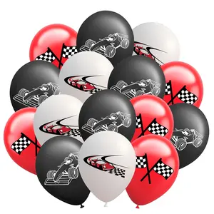 18 racing balloons, 12 inch red black and white latex balloons, Checkered balloons, suitable for racing party decoration, racing birthday supplies, holiday party celebrations, birthday party decoration