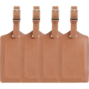 4 Pack Leather Luggage Tags for Suitcases Travel Tags