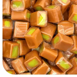 Caramel Cubes Candy - 2 Pound Pack (150 Count) - Green Apple Filling - Individually Wrapped