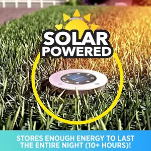 Bell+Howell Swivel Disk Lights Deluxe Set of 4 Inground Solar Lights with 8 LED Bulbs Solar Power Outdoor Lights for Yard, Garden and Lawn – Wireless, Stakes Included - As Seen On TV