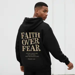 Men's Faith Over Fear Graphic Graphic Hoodie - Cotton Blend Long Sleeve Pullover Regular Fit | Soft & Breathable Fabric, Durable Print, Everyday Comfort, Machine Washable, streetwear casual wear