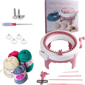 Knitting Machine , 48 Needles Smart Weaving Loom Round Spinning Knitting Machines, With Row Counter, Knitting Board Rotating Double Loom, Weaving Loom Machine Kit