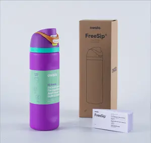 Owalaa Pink Water Bottle 24oz,With Straw,Freesip,Heat Preservation Time More than 24 Hours,Cold and Hot Water Can Be NONE
