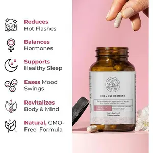 Hormone Harmony – Natural Hormonal Support for Women to Improve Mood, Sleep, Energy & Overall Wellbeing – Gentle Plant-Based Formula with 72 Vegan Capsules  Vitamin Healthcare Fitness
