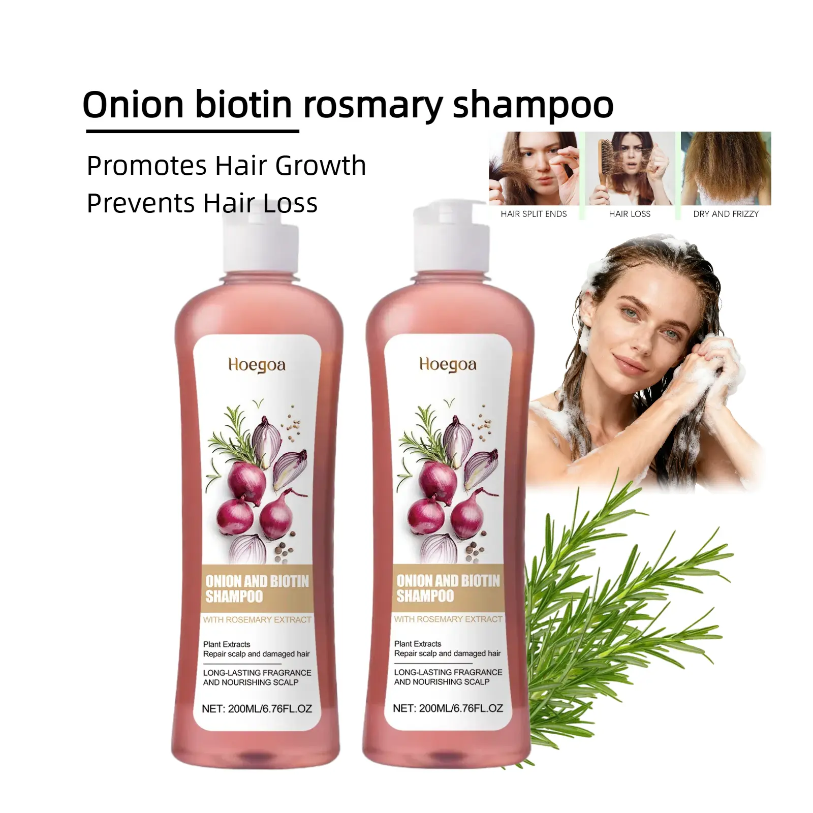 Onion biotin rosmary shampoo | strengthens hair follicles | reduces breakage | sulfate-free | suitable for thinning, dry hair types | promotes thicker, healthier, Haircare Gloss，hair booster nourish rescue Radiance Nourishing Healthierhairs Hairgrowth