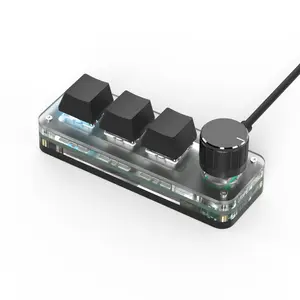 3-Key RGB Mini Hot Swap Gaming Macropad, Macro Programming Keyboard with Custom Knob, Red Switch for Photoshop & Multimedia (PC Gaming Accessory)
