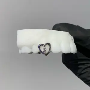 925 Silver With Pink Vvs Moissanite Diamond Grillz Custom Grillz Teeth Jewelry